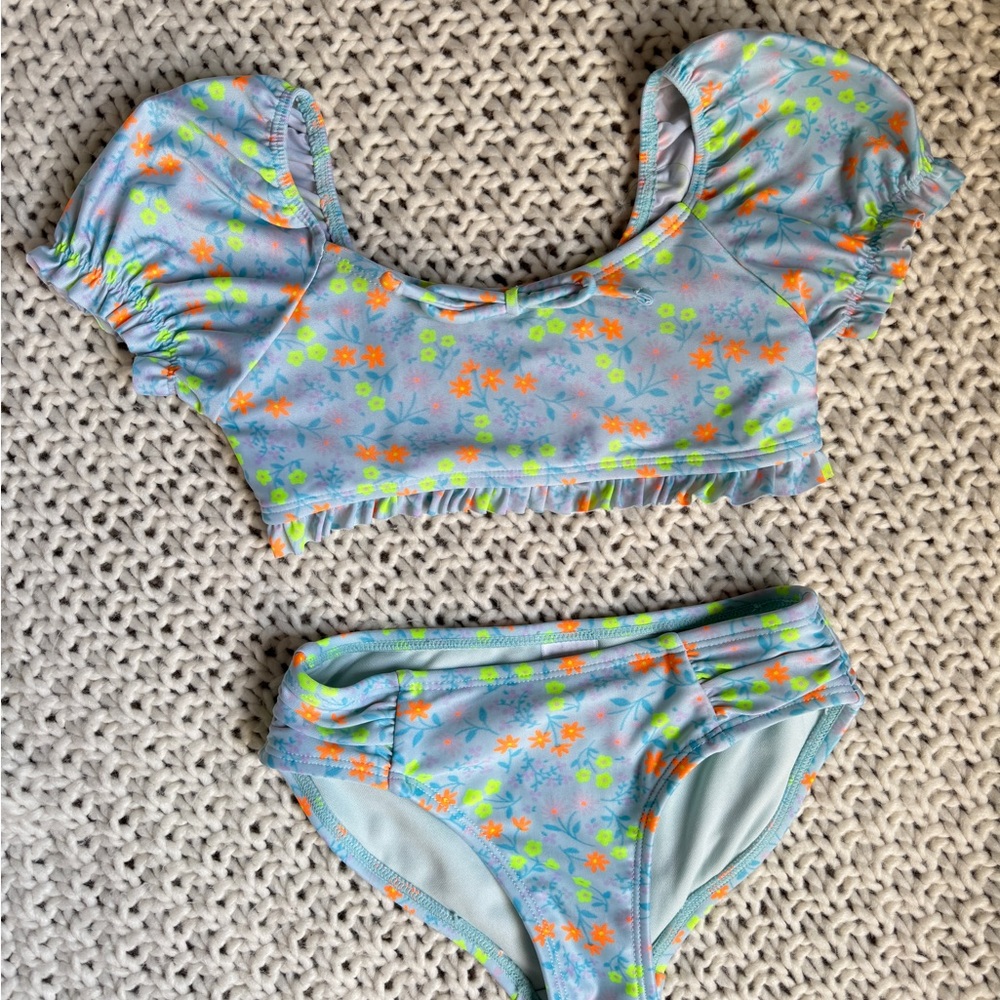 Floral Puff Sleeve Bikini Set